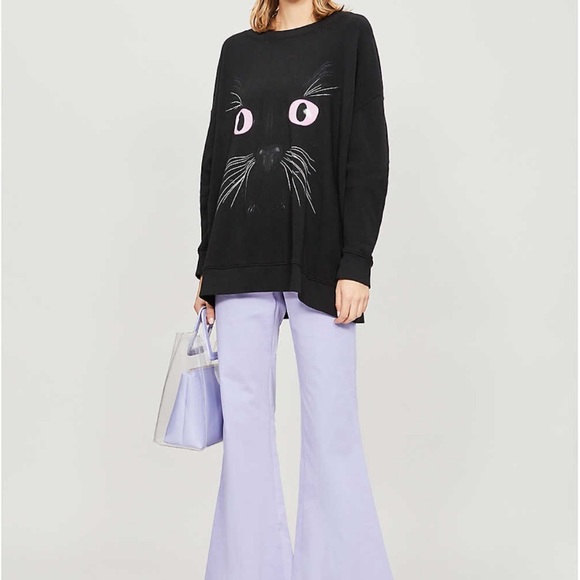 Wildfox black cat pink yes sweatshirt Sz Small NWT - Picture 7 of 8